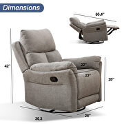 Swivel rocker gray fabric manual recliner chair by La Spezia additional picture 16