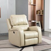 Comfortable cream air leather power recliner with usb charging port by La Spezia additional picture 4