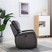 Comfortable smoky gray suede leather power recliner with usb charging port additional photo 2 of 8
