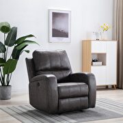 Comfortable smoky gray suede leather power recliner with usb charging port by La Spezia additional picture 7