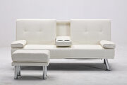 Sofa bed white air leather modern convertible folding futon additional photo 2 of 10