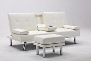 Sofa bed white air leather modern convertible folding futon additional photo 4 of 10