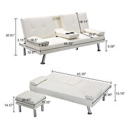 Sofa bed white air leather modern convertible folding futon additional photo 5 of 10