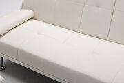 Sofa bed white air leather modern convertible folding futon by La Spezia additional picture 7