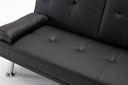 Sofa bed black air leather modern convertible folding futon by La Spezia additional picture 2