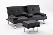 Sofa bed black air leather modern convertible folding futon by La Spezia additional picture 11