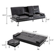 Sofa bed black air leather modern convertible folding futon by La Spezia additional picture 13