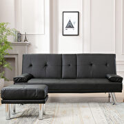 Sofa bed black air leather modern convertible folding futon by La Spezia additional picture 3