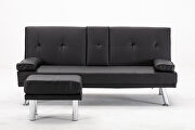 Sofa bed black air leather modern convertible folding futon by La Spezia additional picture 5
