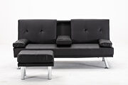 Sofa bed black air leather modern convertible folding futon by La Spezia additional picture 6