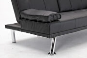Sofa bed black air leather modern convertible folding futon by La Spezia additional picture 8