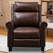 Brown genuine leather manual ergonomic recliner additional photo 2 of 12