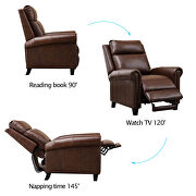 Brown genuine leather manual ergonomic recliner additional photo 3 of 12