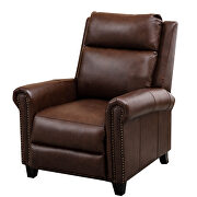 Brown genuine leather manual ergonomic recliner by La Spezia additional picture 6
