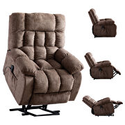 Brown chenille electric lift recliner with heat therapy and massage by La Spezia additional picture 7