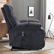 Blue chenille electric lift recliner with heat therapy and massage additional photo 3 of 16