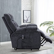Blue chenille electric lift recliner with heat therapy and massage additional photo 4 of 16