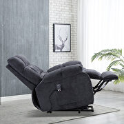 Blue chenille electric lift recliner with heat therapy and massage additional photo 5 of 16