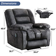 Gray soft fabric massage recliner chair with heat and vibration by La Spezia additional picture 9