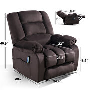 Massage recliner chair with heat and vibration, coffee soft fabric lounge chair additional photo 4 of 13