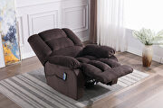 Massage recliner chair with heat and vibration, coffee soft fabric lounge chair by La Spezia additional picture 7