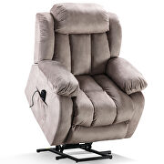 Camel corduroy electric massage lift recliner with heating and vibration function by La Spezia additional picture 3