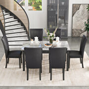 7-piece dining table with 2 drawers table and 6 pu-leather chairs by La Spezia additional picture 2