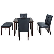 6-piece faux marble dining table set with faux marble dining table, 4 chairs and  bench in black by La Spezia additional picture 19