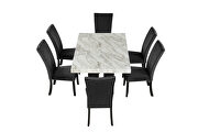 7-piece dining table set: faux marble dining rectangular table and 6 black chairs by La Spezia additional picture 5