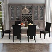 7-piece dining table set: faux marble dining rectangular table and 6 black chairs by La Spezia additional picture 8
