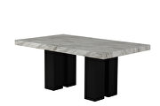 7-piece dining table set: faux marble dining rectangular table and 6 gray chairs by La Spezia additional picture 4
