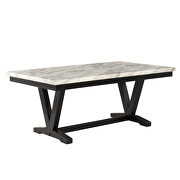 6-piece dining table set: faux marble top table, 4 upholstered seats and bench by La Spezia additional picture 11