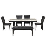 6-piece dining table set with faux marble top table, 4 upholstered seats and bench by La Spezia additional picture 5