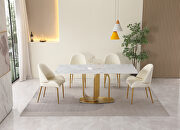 Contemporary dining table in gold with sintered stone top and u-shape pedestal base by La Spezia additional picture 4