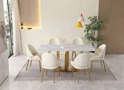 Contemporary dining table in gold with sintered stone top and u-shape pedestal base by La Spezia additional picture 7