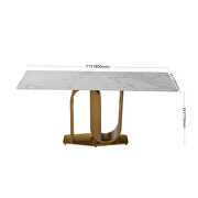 Contemporary dining table in gold with sintered stone top and u-shape pedestal base by La Spezia additional picture 8