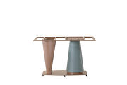 Champagne and blue finish sintered stone dining table with cone shape pedestal base by La Spezia additional picture 4
