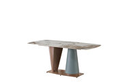 Champagne and blue finish sintered stone dining table with cone shape pedestal base by La Spezia additional picture 6