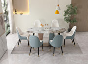Champagne and blue finish sintered stone dining table with cone shape pedestal base by La Spezia additional picture 7