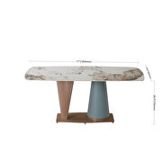 Champagne and blue finish sintered stone dining table with cone shape pedestal base by La Spezia additional picture 8