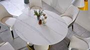 53 modern sintered stone round dining table with stainless steel base by La Spezia additional picture 3