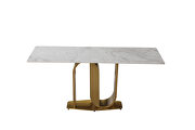 71 sintered stone top dining table u-shape pedestal base in gold finish with 6 pcs chairs by La Spezia additional picture 5