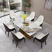 71 sintered stone top dining table z-shape pedestal base in gold finish with 6 pcs chairs by La Spezia additional picture 3
