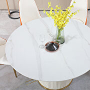 53 inch sintered stone carrara white dining table with 6pcs chairs by La Spezia additional picture 5