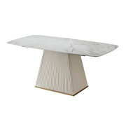 Sintered stone square pedestal base contemporary dining table with 6 pcs chairs by La Spezia additional picture 8