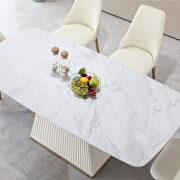 Sintered stone square pedestal base contemporary dining table with 6 pcs chairs by La Spezia additional picture 9