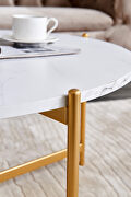 Modern round coffee table, golden color frame with marble wood top by La Spezia additional picture 5