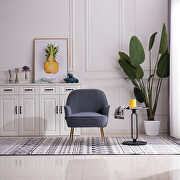Modern soft velvet material navy ergonomics accent chair by La Spezia additional picture 9