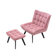 Modern pink soft velvet material accent chair with ottoman by La Spezia additional picture 7