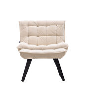 Modern white soft velvet material accent chair with ottoman additional photo 2 of 11